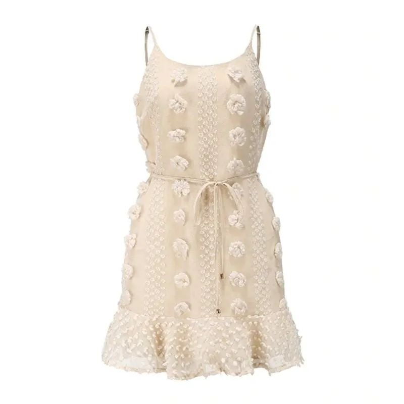 Vestido Curto Bege Boho - Imagem 8