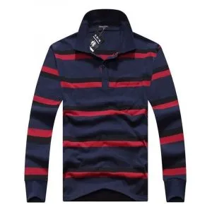 Camisa Polo Listras Manga Longa