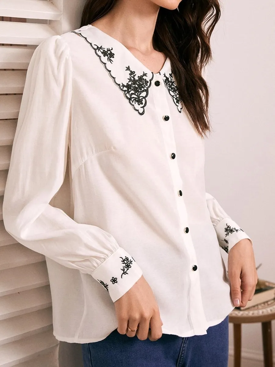 Blusa Delicada Com Bordado - Imagem 3