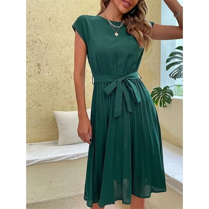 Vestido Midi Plissado com Faixa - Imagem 3
