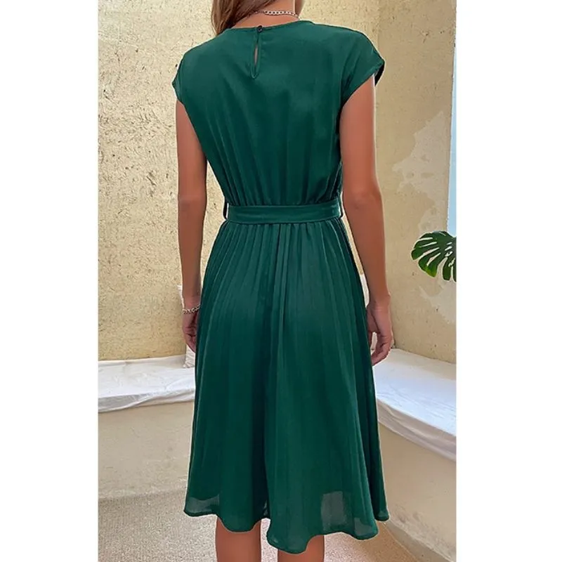 Vestido Midi Plissado com Faixa - Imagem 4