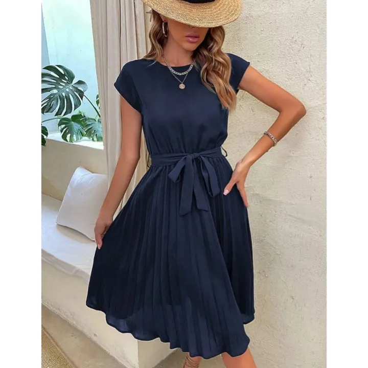 Vestido Midi Plissado com Faixa - Imagem 12