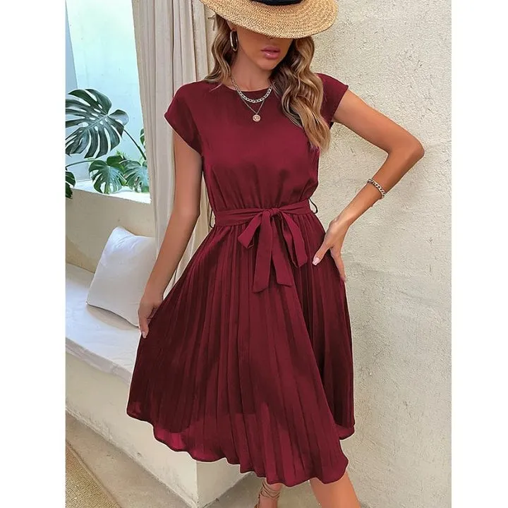 Vestido Midi Plissado com Faixa - Imagem 9