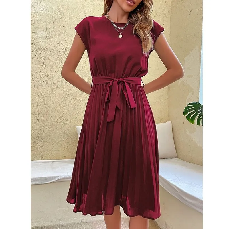 Vestido Midi Plissado com Faixa - Imagem 8