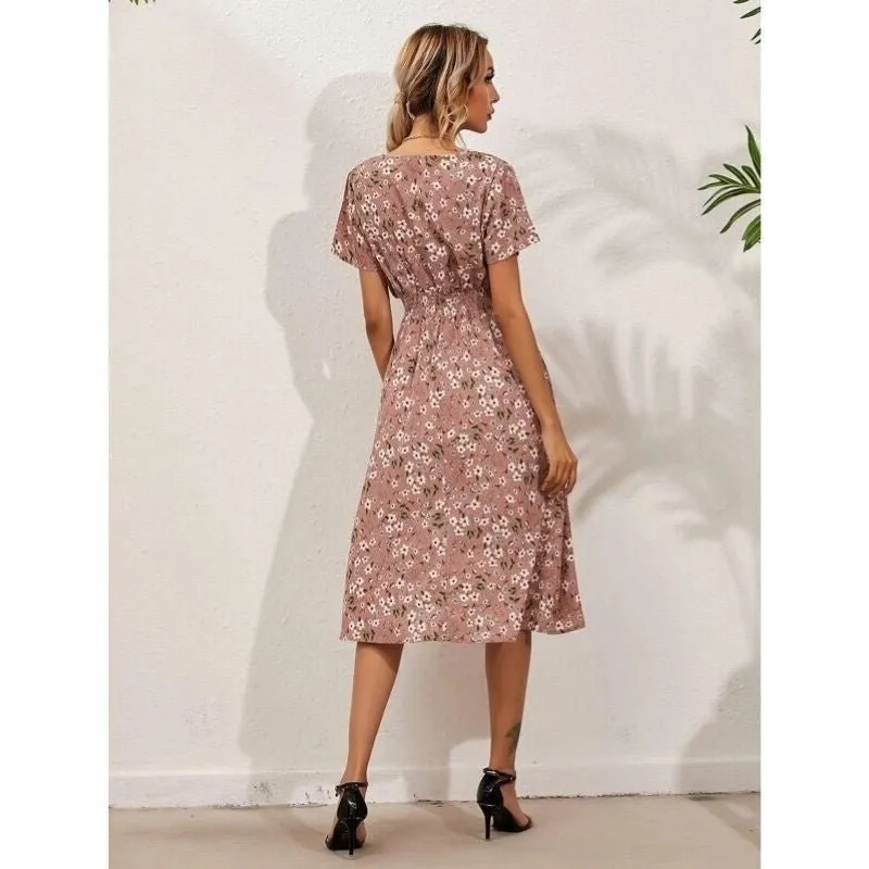 Vestido Midi Vintage Floral Acinturado - Imagem 2