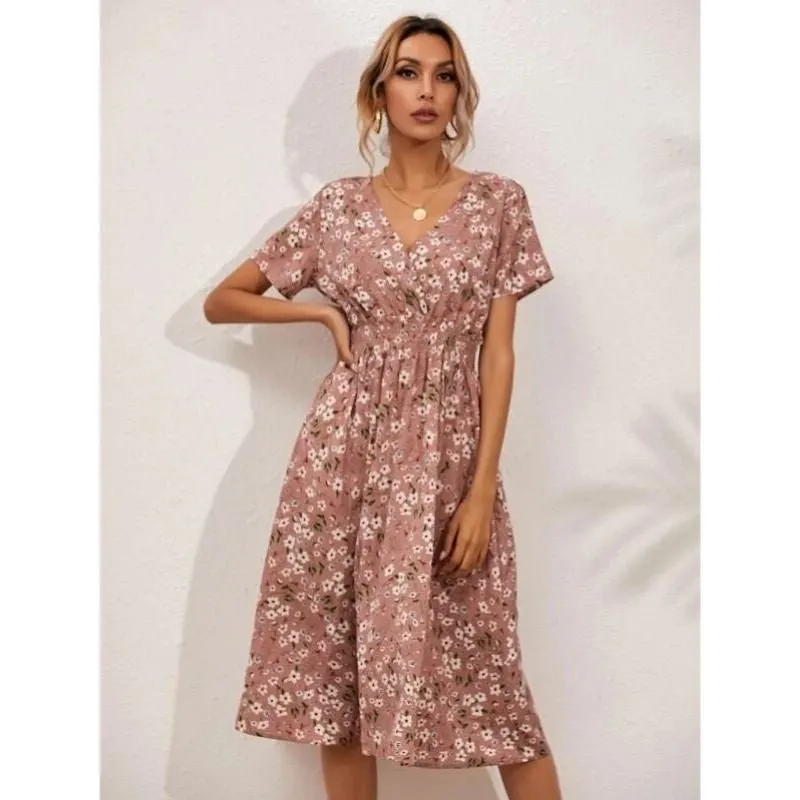 Vestido Midi Vintage Floral Acinturado - Imagem 5