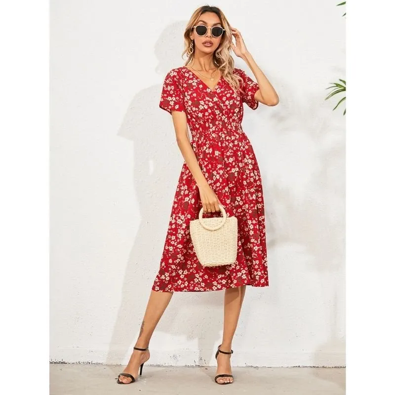 Vestido Midi Vintage Floral Acinturado - Imagem 6