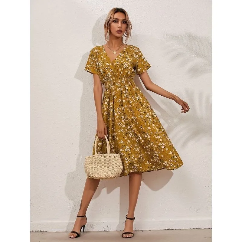 Vestido Midi Vintage Floral Acinturado - Imagem 10