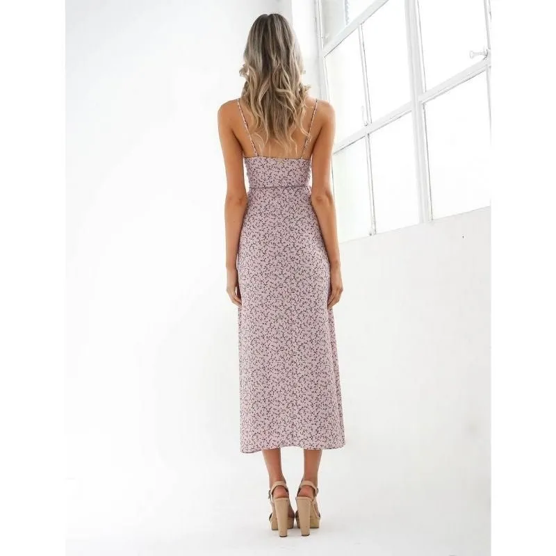 Vestido Longo com Fenda Floral - Imagem 3