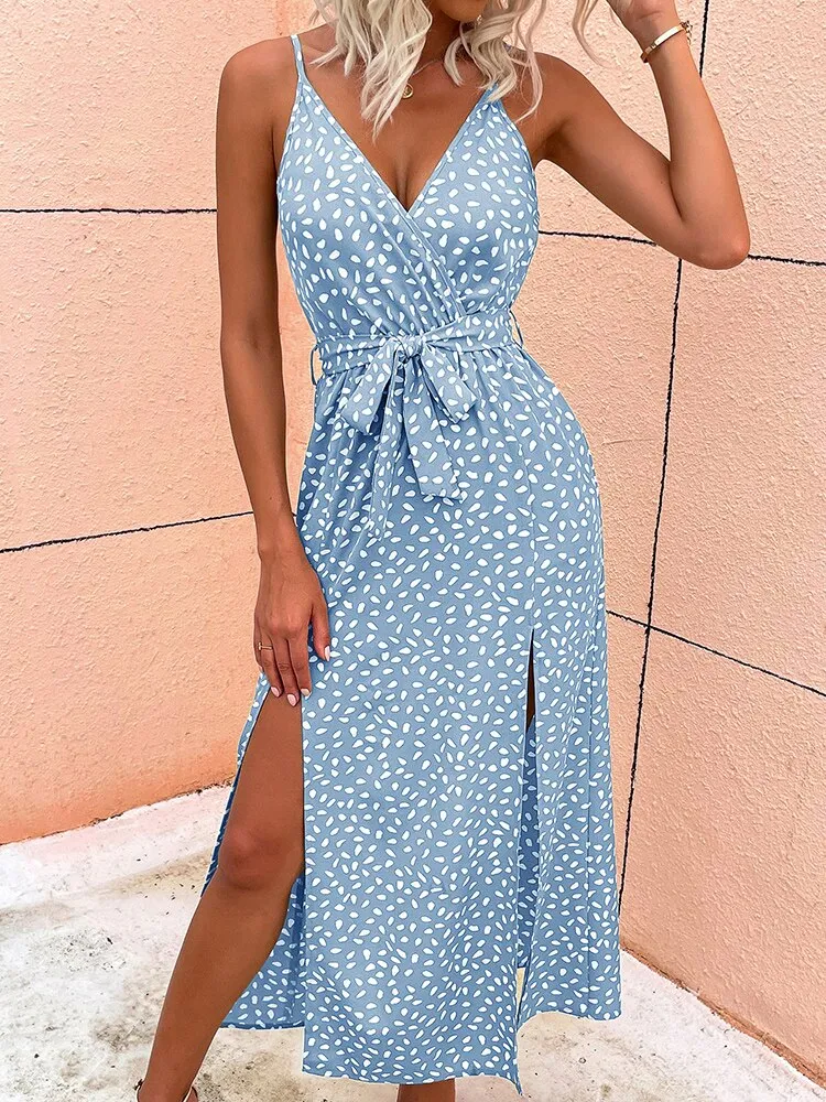 Vestido Longo Estampado Dupla Fenda - Imagem 5