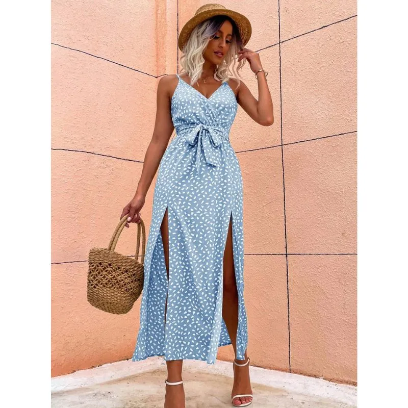 Vestido Longo Estampado Dupla Fenda - Imagem 2