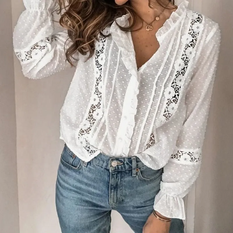 Camisa Renda com Botões