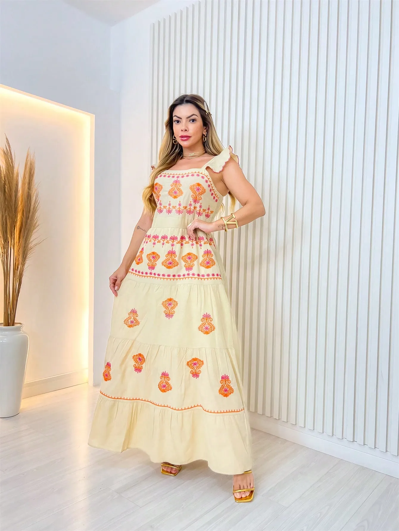 Vestido Longo Bordado Indiano - Imagem 13