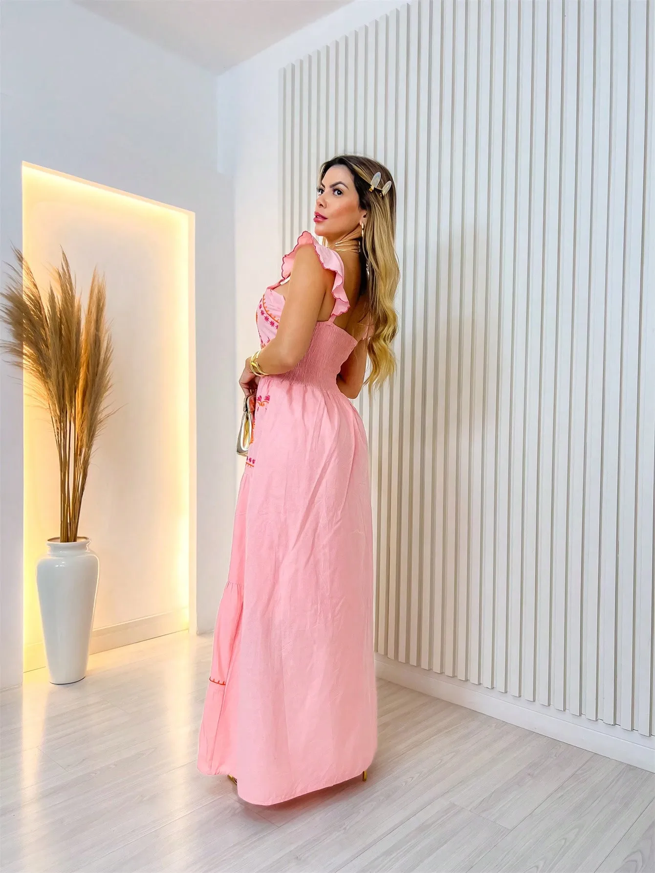 Vestido Longo Bordado Indiano - Imagem 2
