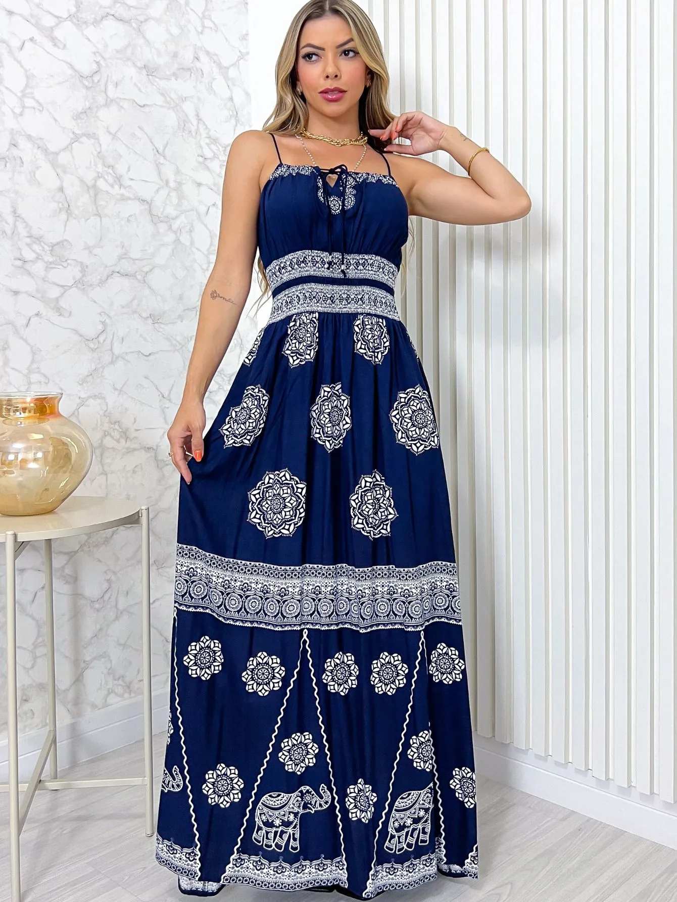 Vestido Longo Indiano Alça - Imagem 4