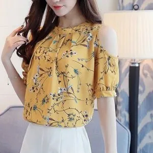 Blusa Chiffon Recortes
