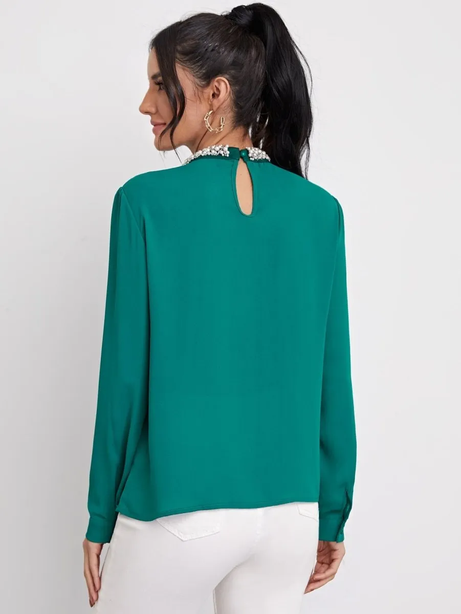 Blusa Elegante Gola Bordada - Imagem 4