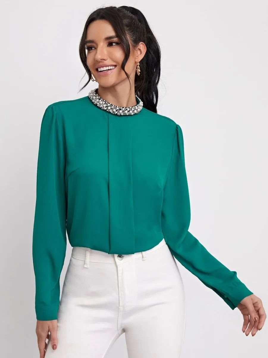 Blusa Elegante Gola Bordada - Imagem 3