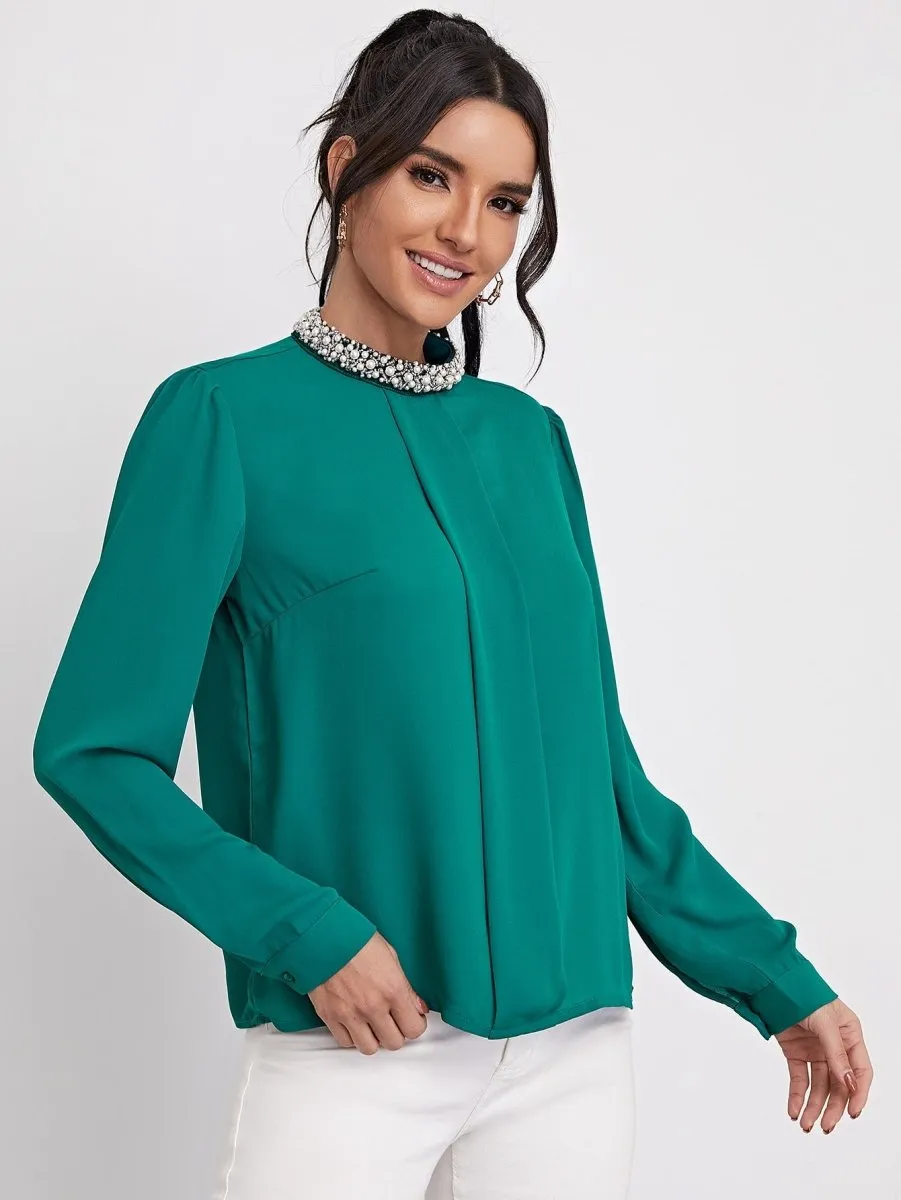 Blusa Elegante Gola Bordada - Imagem 2