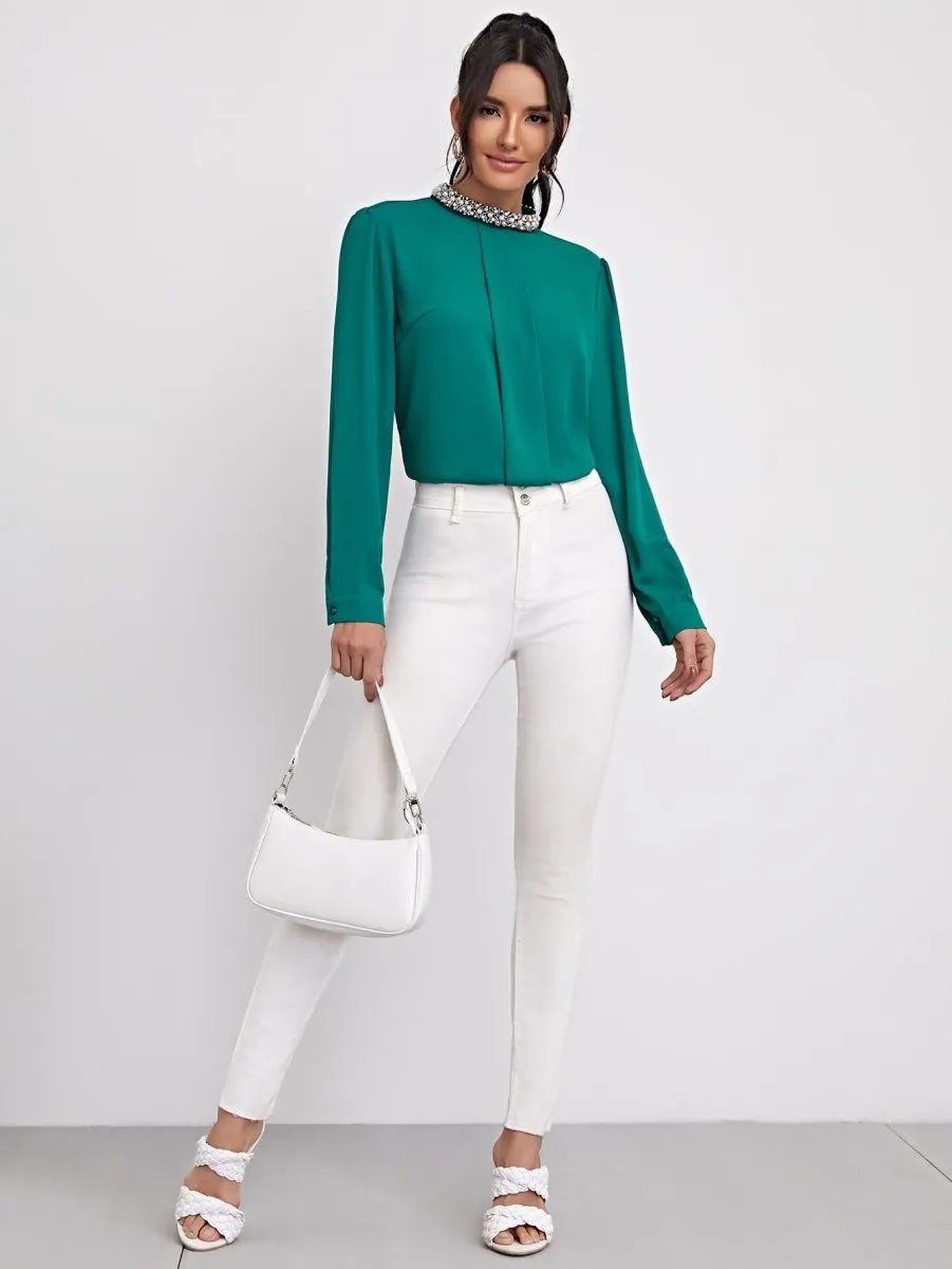 Blusa Elegante Gola Bordada - Imagem 5