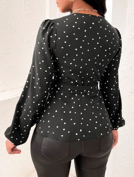 Blusa Transpassada Com Corações - Imagem 5