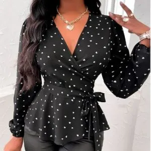 Blusa Transpassada Com Corações