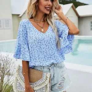Blusa Florzinhas Manga Babado