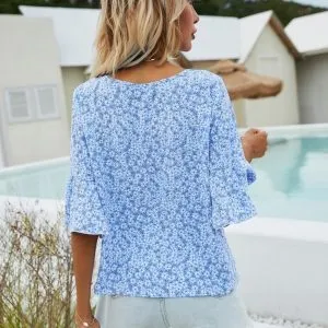 Blusa Florzinhas Manga Babado