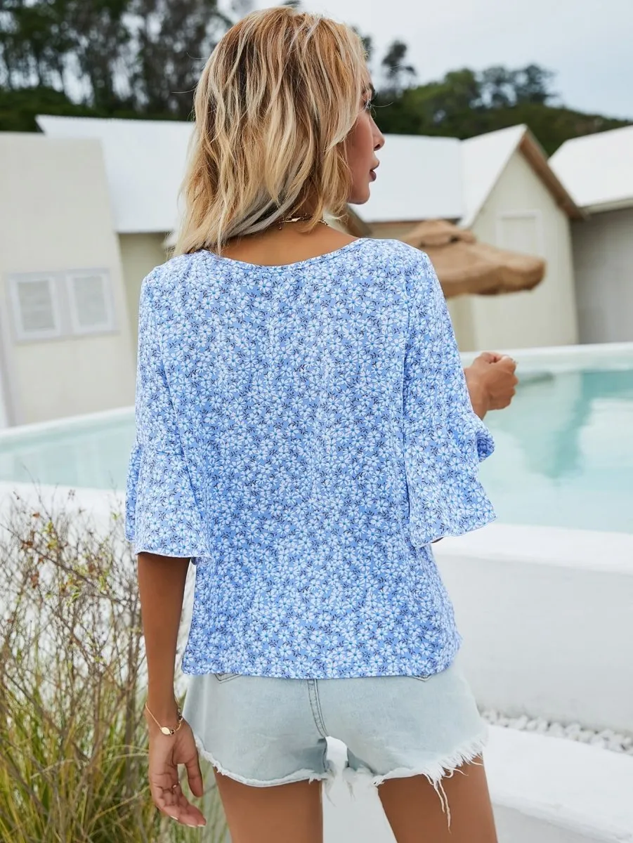 Blusa Florzinhas Manga Babado - Imagem 2