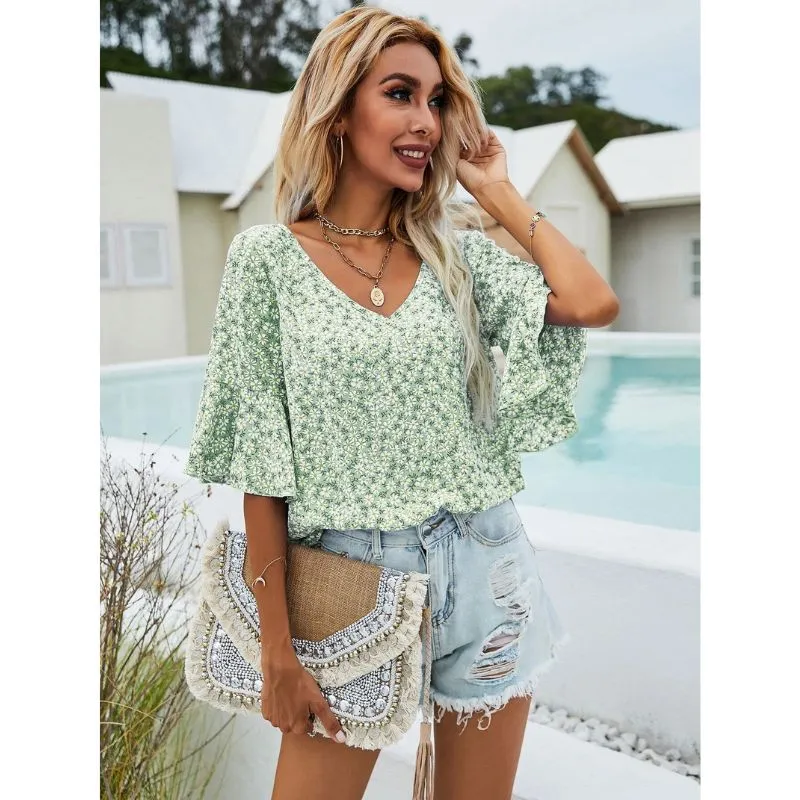 Blusa Florzinhas Manga Babado - Imagem 11