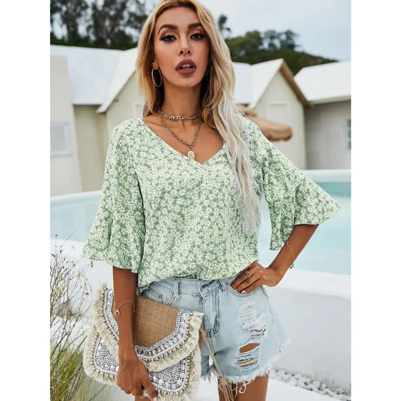 Blusa Florzinhas Manga Babado - Imagem 8