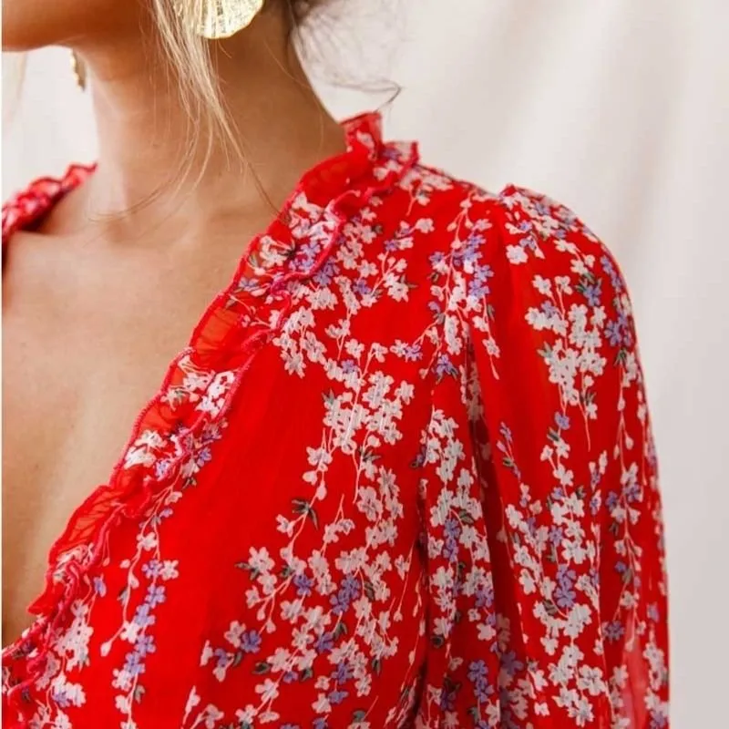 Vestido Curto Rodado Manga Bufante - Imagem 2