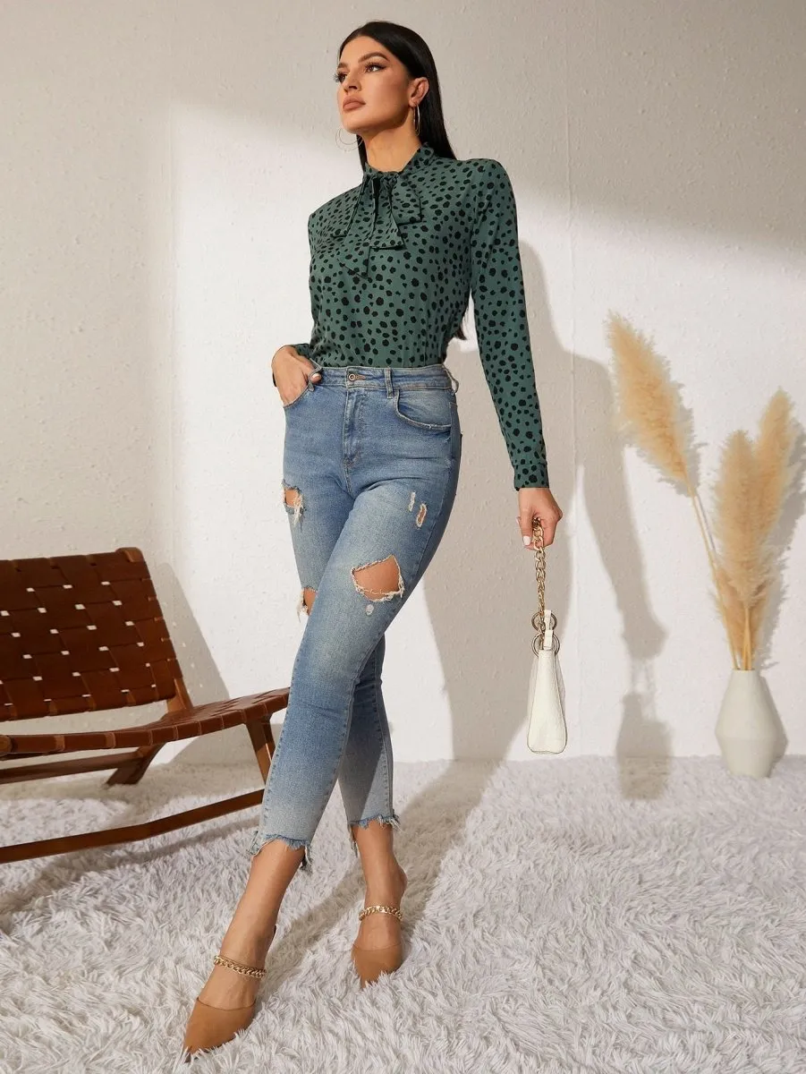 Blusa Elegante Gola Gravata - Imagem 5