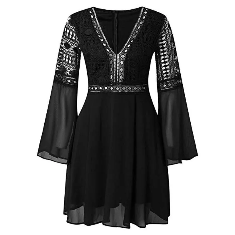 Vestido Curto Chiffon com Crochê - Imagem 11