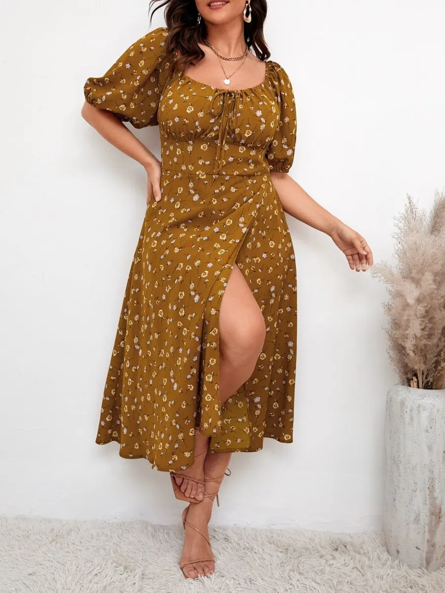 Vestido Midi Floral Plus Size