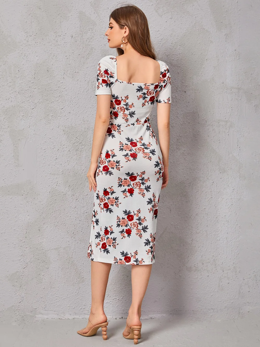 Vestido Midi Floral Bodycon - Imagem 7