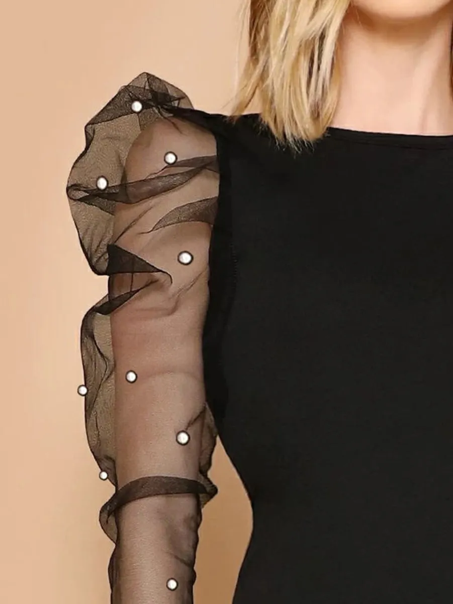 Vestido Curto com Mangas de Pérolas - Imagem 4