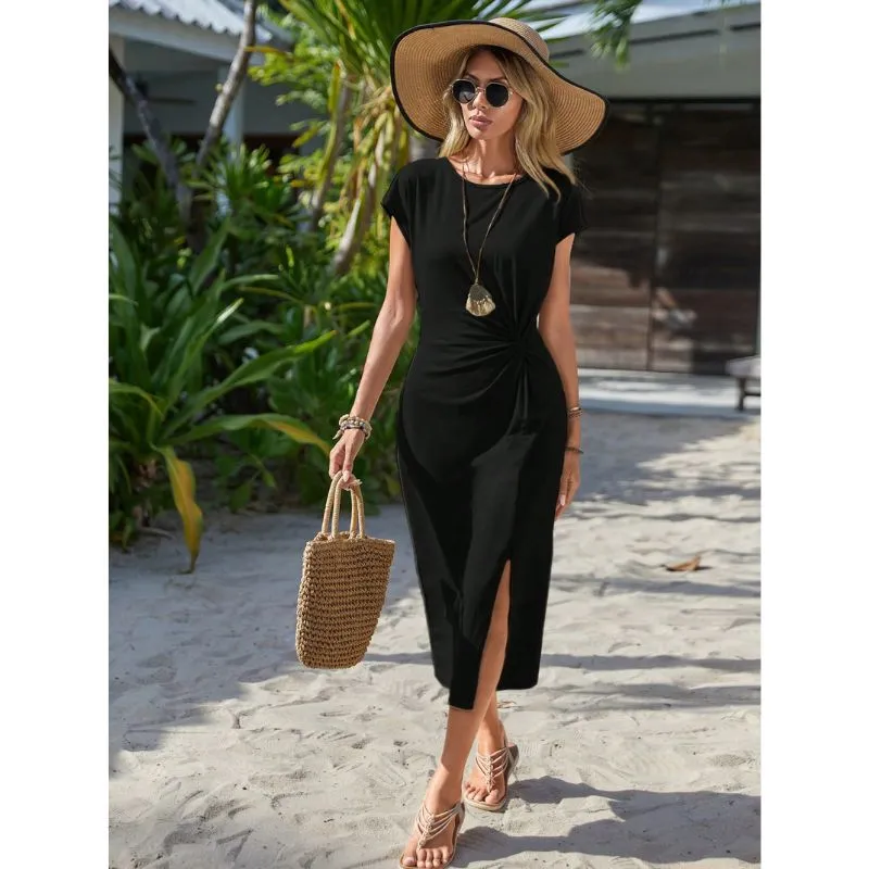 Vestido Sólido Torção