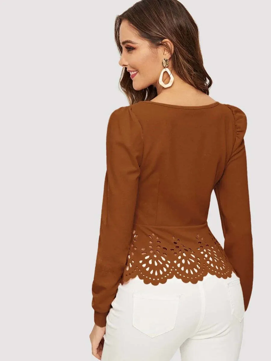 Blusa Peplum Detalhes Vazados - Imagem 3