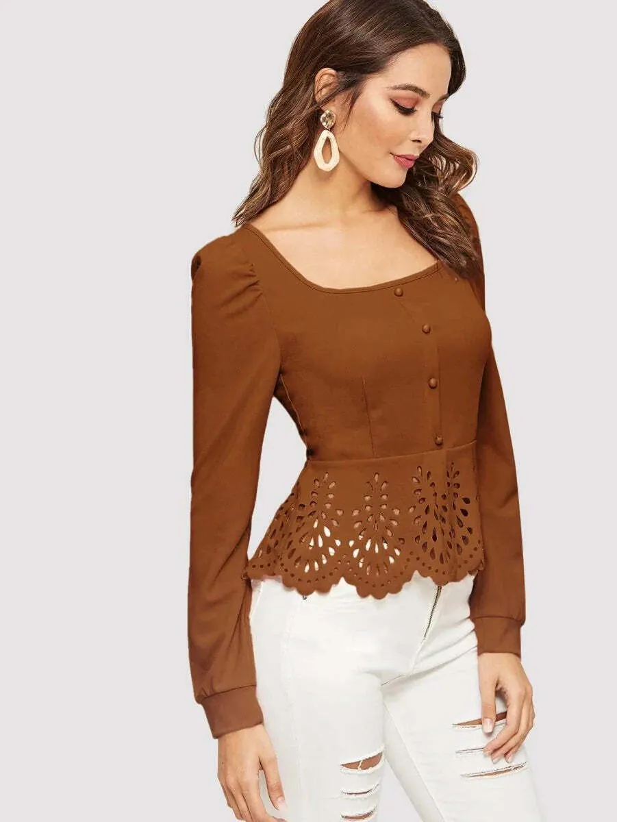 Blusa Peplum Detalhes Vazados - Imagem 5