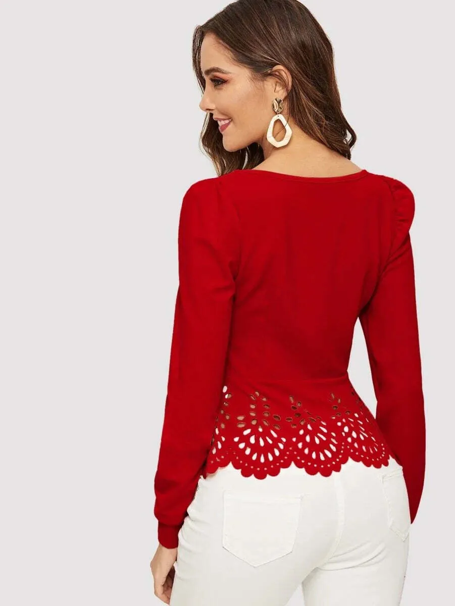 Blusa Peplum Detalhes Vazados - Imagem 7