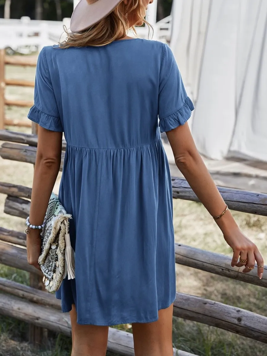 Vestido Curto Boho com Botões - Imagem 5