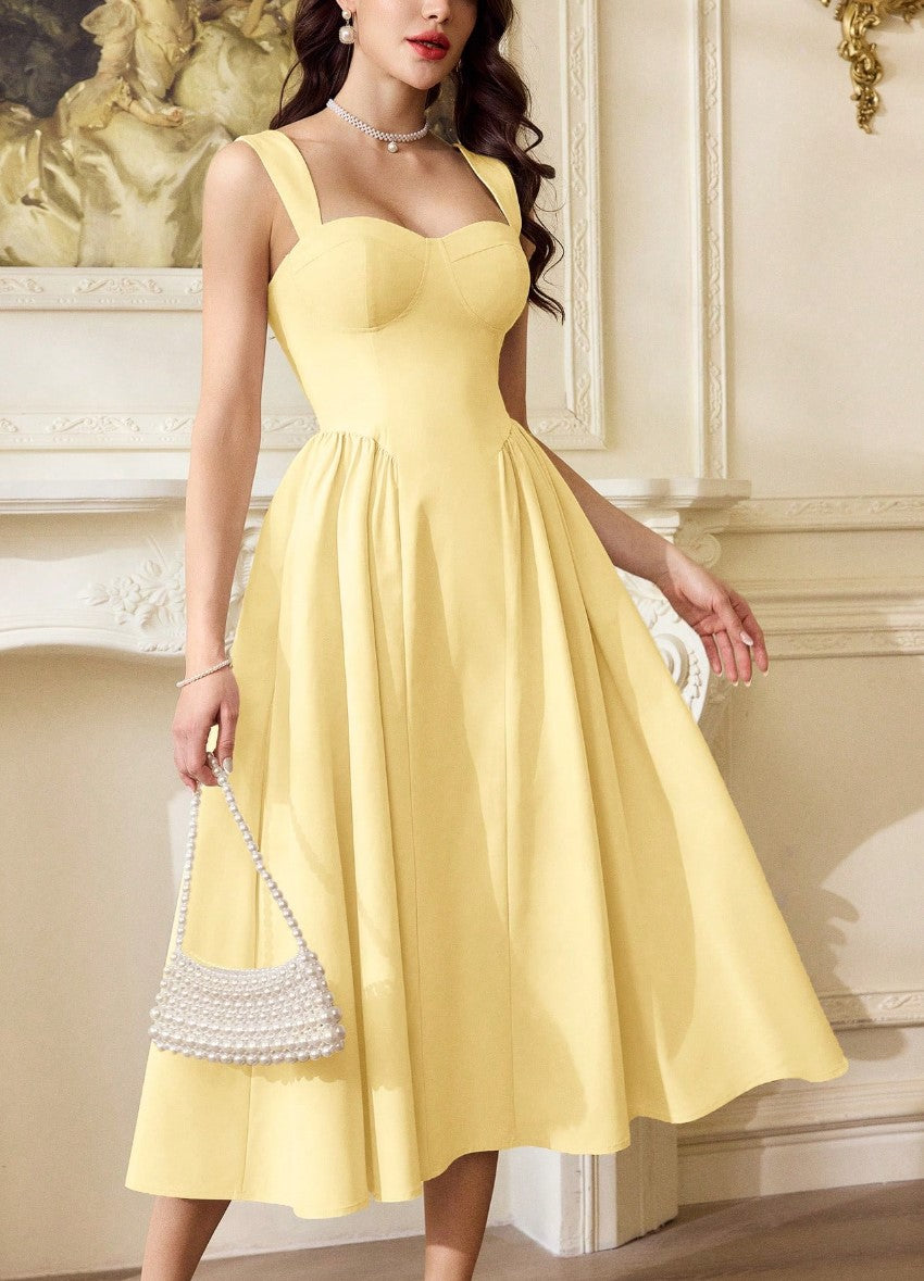 Vestido Midi Estruturado Decote Coração Rodado - Imagem 8