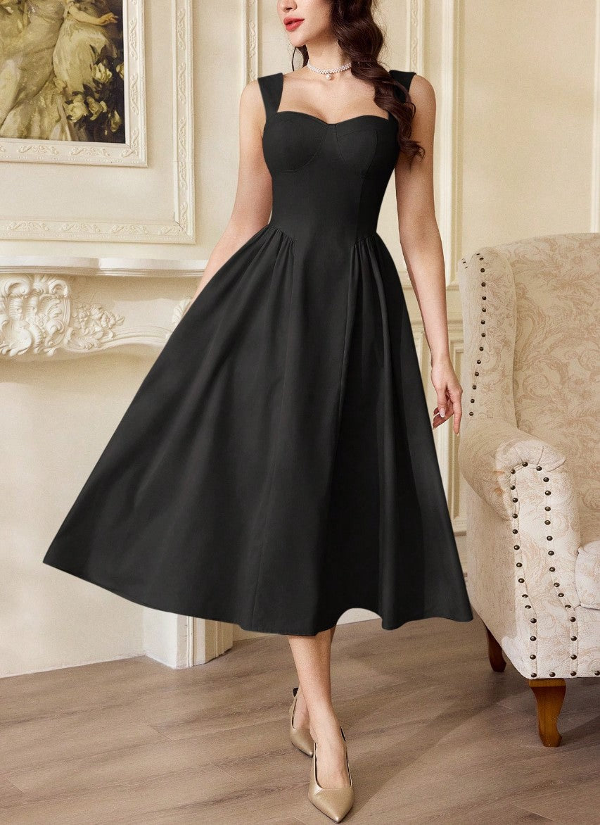 Vestido Midi Estruturado Decote Coração Rodado - Imagem 13