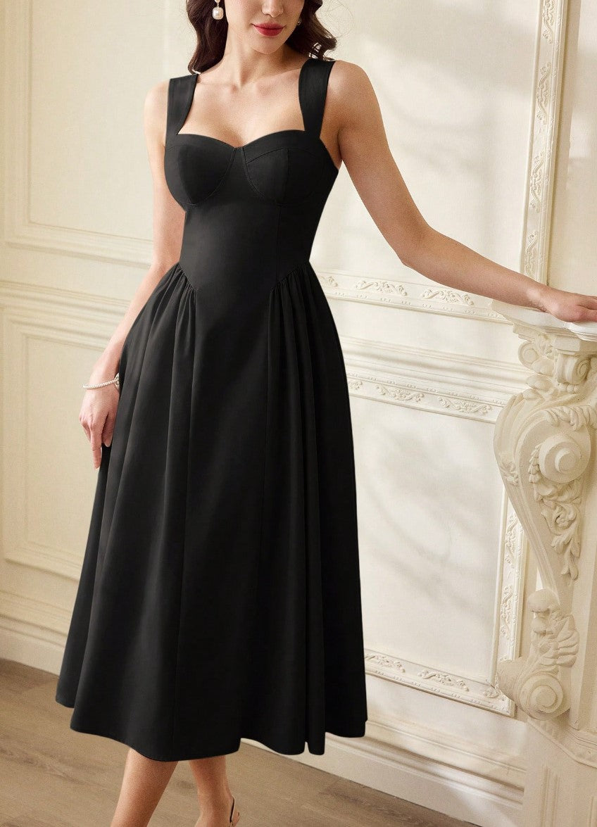 Vestido Midi Estruturado Decote Coração Rodado - Imagem 14